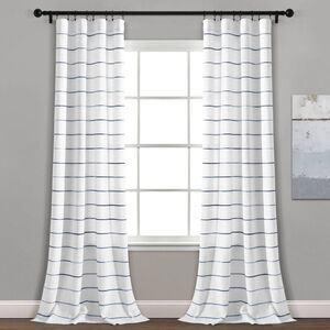 Lush Décor Set of 2 Ombre Striped Yarn Dyed Cotton Curtains 108"x40" - Navy